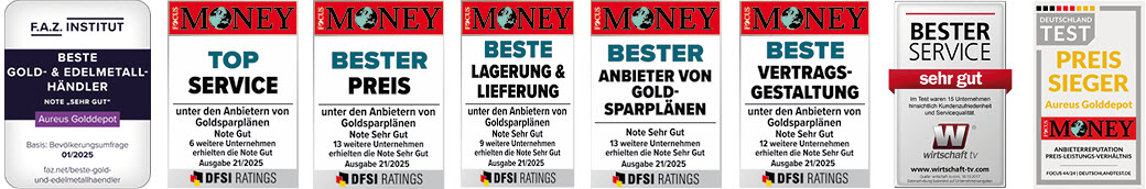 Focus Money und FAZ Institut Auszeichnungen für AUREUS